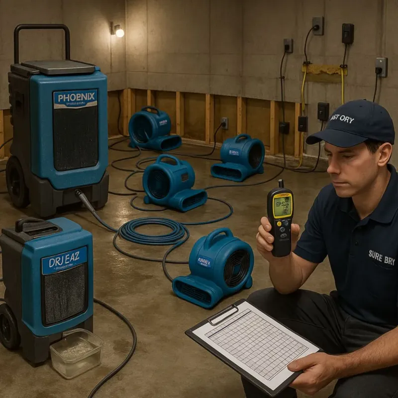 Structural Drying and Dehumidification process in Remsenburg-Speonk, NY